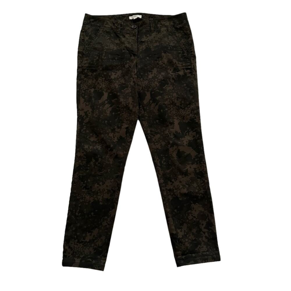 Ann Taylor Loft Pants Marisa Green Brown Camo Twill Utility Skinny Pants Size 10
